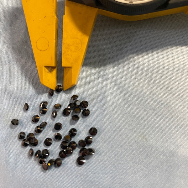 Black Cubic Zirconia in 3, 2.5, 2, and 1.5MM Black Round Machine Cut Perfect Color & Quality, CZ Gemstones Sold in packages of 12 pieces