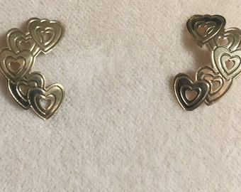 All My Hearts Just for You Happy Valintines Day 14 Karat Yellow Gold Heart Studs