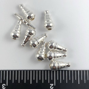 Hochglanzpolierte Sterling Silber Tube-Ball Perlen: 10 mm x 5 mm (6 Stück)