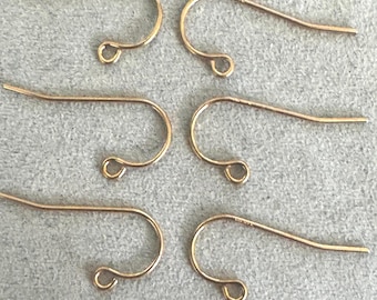 14K Yellow Gold Filled French Ear Wires with Loop (3 Pairs)