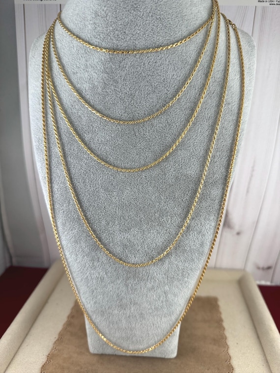 Italian Gold Vermeil Rope Chain Necklace: 925 Sterling Silver 2mm