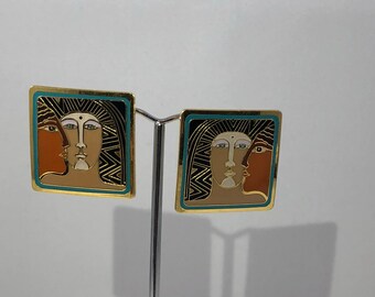 LAUREL BURCH Earrings Ancient Ancestors Post Earrings Gold Tone Metal, Red, Tan, Black, White