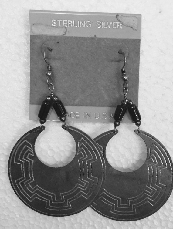 Sterling Silver Dangle Earrings with french hooks… - image 1
