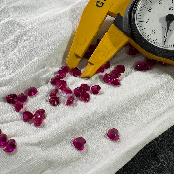 Heart Shape 5x5MM Synthetic Ruby (Lab Created Ruby, Corundum) Red Ruby Heart Gemstone Sold in packages of 4 pieces