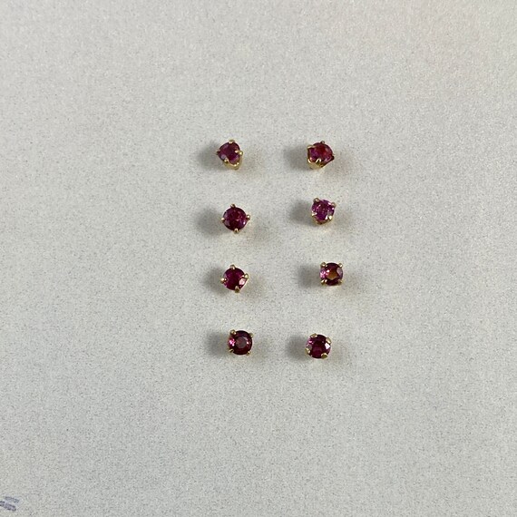 Ruby Studs: 3MM Red Ruby, 14K Gold Settings - image 4