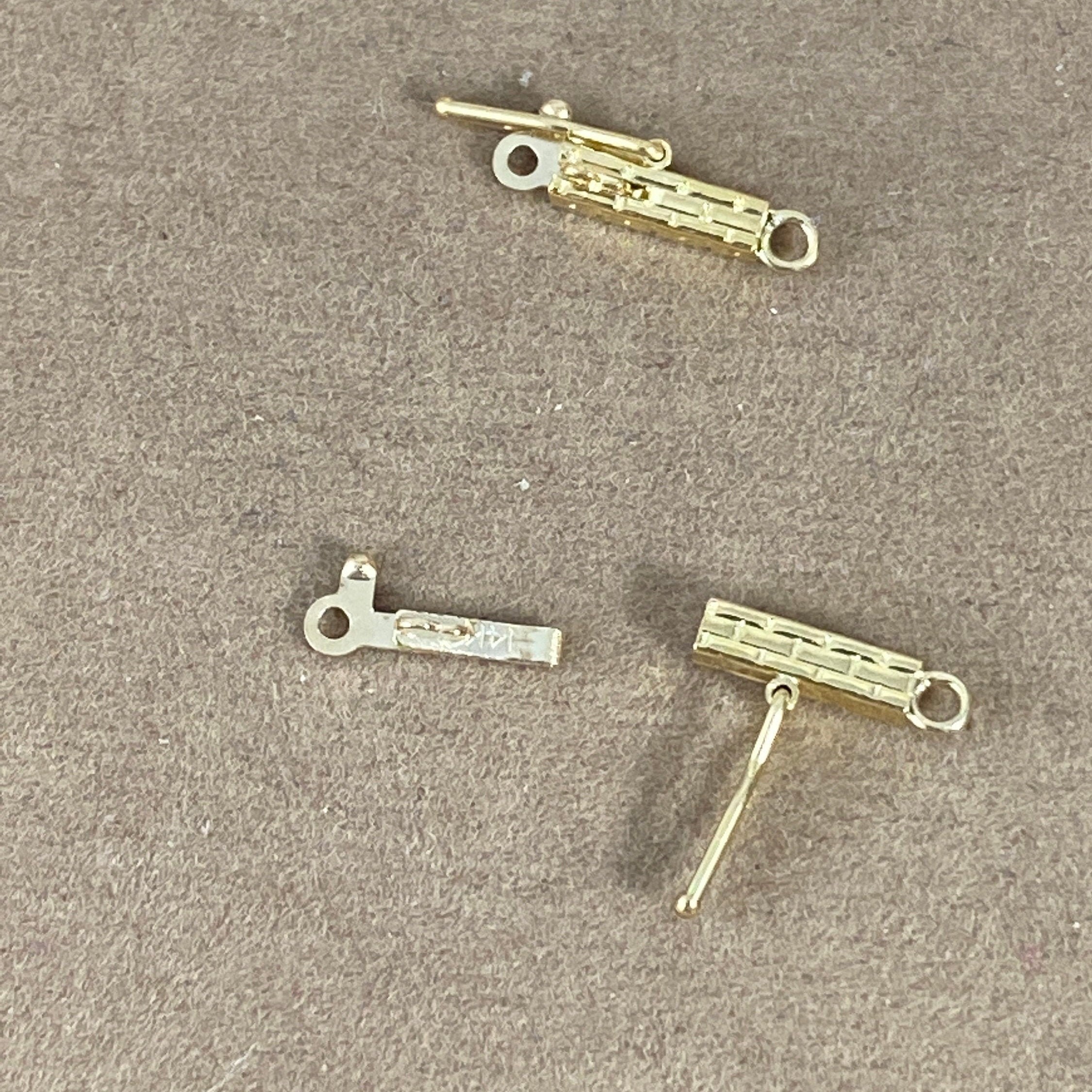 14K Gold Box Safety Clasp: Designer Brick Pattern, 12.3mm
