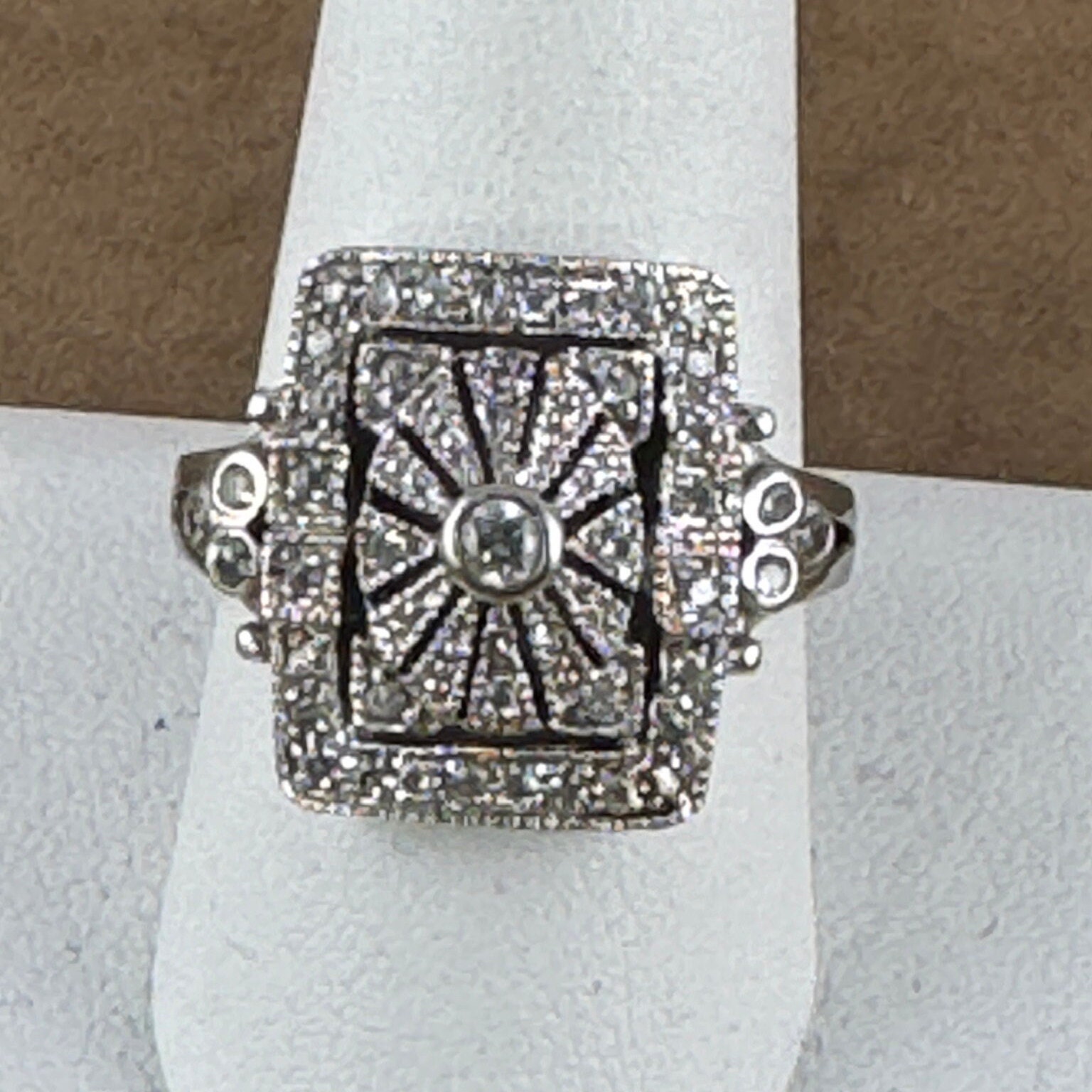 Vintage 1980's 925 Silver Retro Art Deco Style Ring With