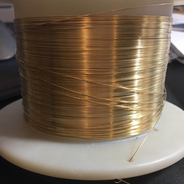 Solid 14 Karat Yellow Gold Wire  25 Gauge (0.018 thousandths) soft for pig tails used in Necklace, Bracelet and Earring Beading 1 FOOT 12 in