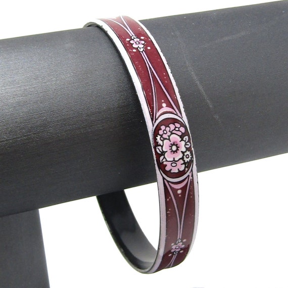 Vintage Michaela Frey Enamel Bangle Bracelet: Mar… - image 1