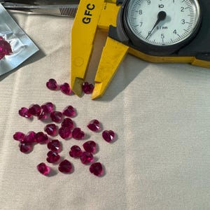 Heart Shape 6x6MM Synthetic Ruby (Lab Created Ruby, Corundum) Red Ruby Heart Gemstone Sold in packages of 4 pieces