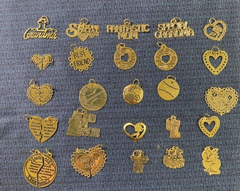 Vintage 14 Karat Gold Charms , Hearts with Sayings for Sweet Heart, Friends, Mom, Daughter special and lots more