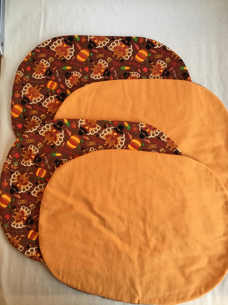 Turkey Placemat/Set of 4 Thanksgiving Placemat Oval Etsy