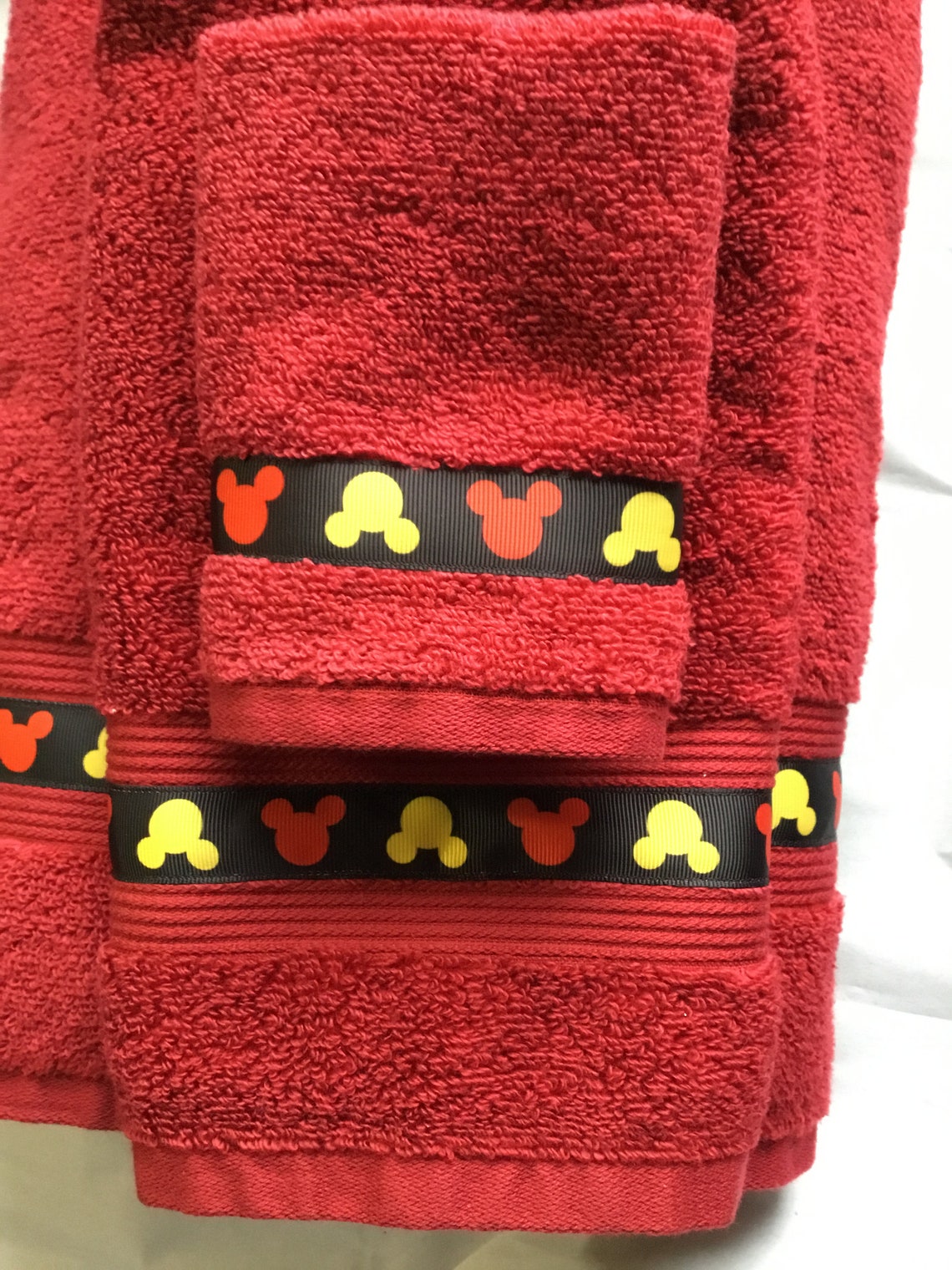 Mickey Mouse 3pc Bathroom Towel Set Etsy