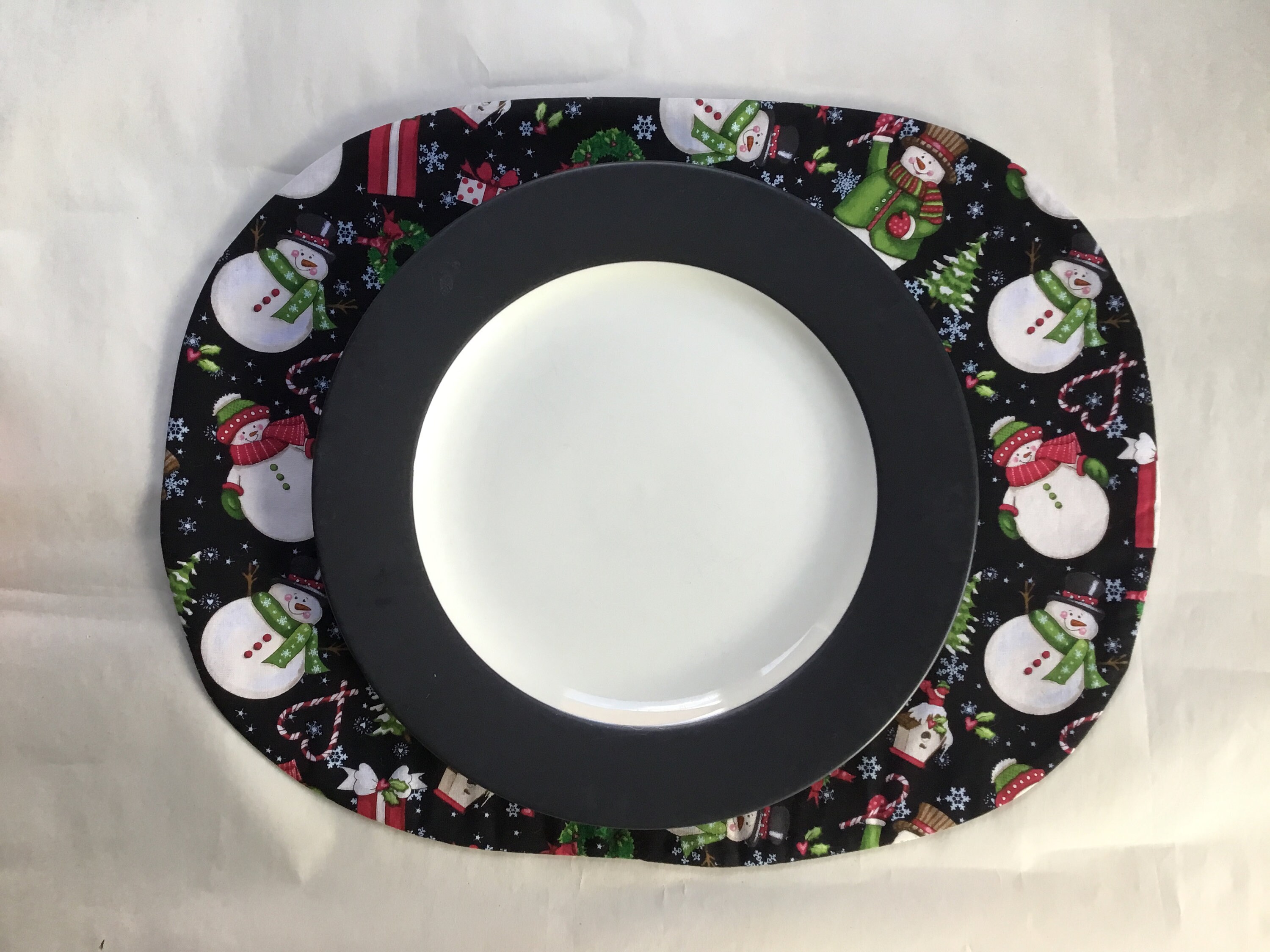 Snowman Placemat/Set of 4 Winter Placemat Oval Christmas Etsy