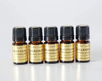 Essential Oils Set: Herbal Love | Pure Essential Oils Basil, Marjoram, Rosemary, Eucalyptus Radiata, Spearmint | Essential Oil Kit