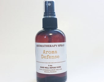 AROMA DEFENSE Aromatherapy Spray Made With Pure Essential Oils | Essential Oil Room Spray | Natural Air Freshener | 'Thieves Oil' Spray