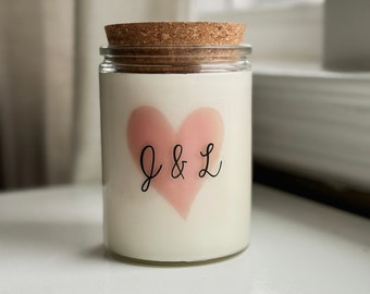 Heart Initials Soy Candle | Custom Candle for Her | Unique Gift Idea with Couple's Initials