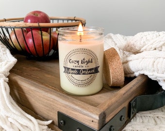 APPLE ORCHARD Soy Candle | Fall Scented Candle | Hand poured Apple Scented Candle | Cork Lid
