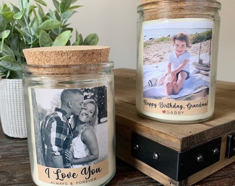 Personalized PHOTO CANDLE | Soy Candle Gift | Picture Candle | Custom Gift | Photo Candle Gift
