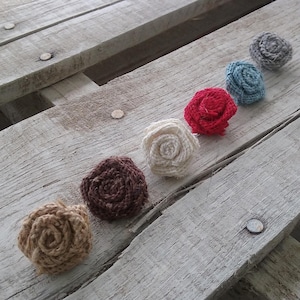 Set of 1&quot; Burlap Rosettes- 25, 50 or 100, Rustic Flowers for Wedding, Home Decor and DIY projects