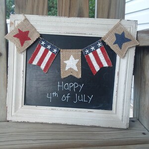 Stars and Stripes Patriotic Reversible Mini Burlap Banner, July 4th Decor for Tiered trays image 6