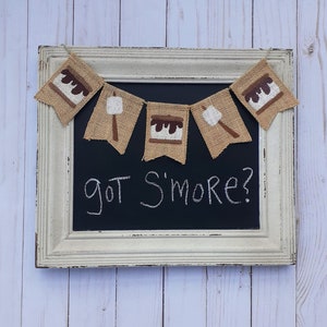 S&#39;mores mini burlap banner, Tiered tray decor, Small space banner,