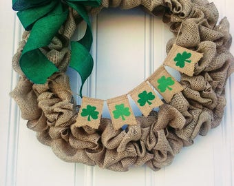 Shamrock Banner Burlap St. Patrick's Day Wreath