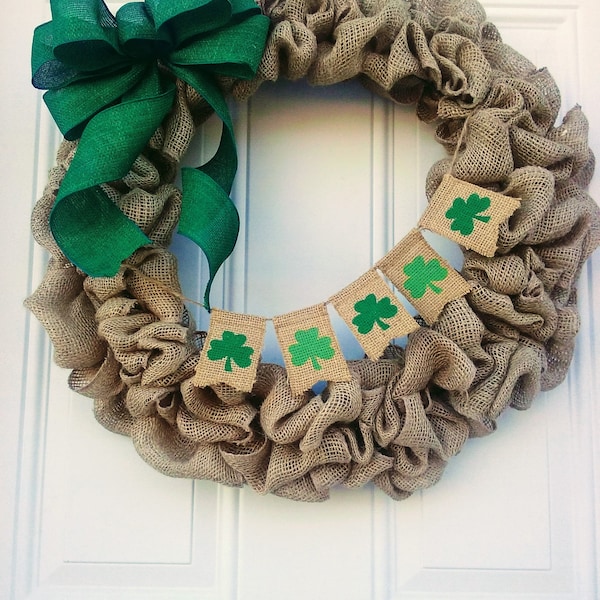 Shamrock Banner Burlap St. Patrick's Day Wreath