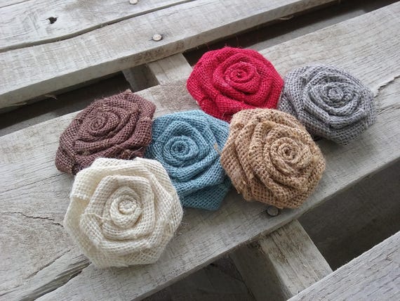 Burlap Rosette Sets 2 5 Choice Of Various Colors Burlap Etsy