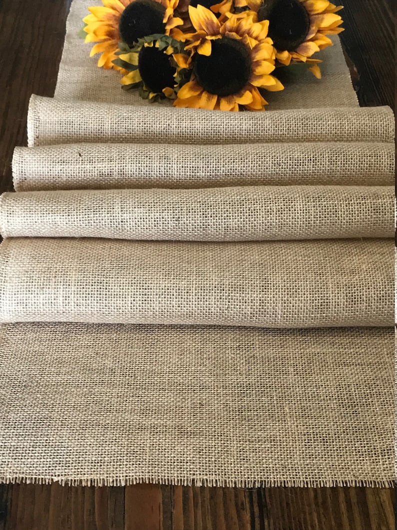 Farmhouse Burlap Table Runner for Rustic, Country, Barn, Vintage Wedding Decor Party Table Decor 12inch image 2