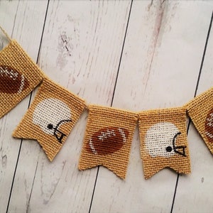 Football Burlap Banner, Reversible Sports Mini Banner, Football Party Banner, Wreath Add on, Wreath Banner