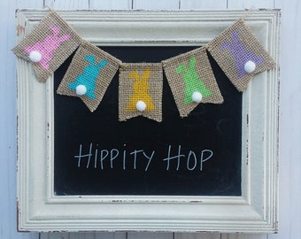 Easter Bunny Mini Burlap Banner, Easter Decor, Spring Banner, Easter Burlap Decor, Wreath Add on, Wreath Embellishment,