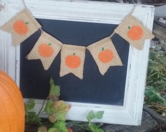 Pumpkin Mini Burlap Banner, Rustic Fall Autumn Decor, Wreath Add on, Photo Prop, Tiny Banner for Small Spaces