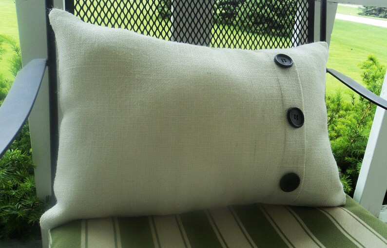 Off White Rustic Burlap Pillow Cover Etsy