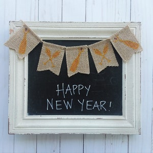 New Year&#39;s Eve Mini Burlap Banner, Party Decor