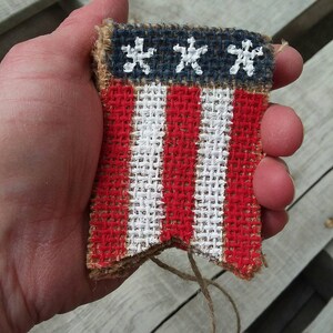 Stars and Stripes Patriotic Reversible Mini Burlap Banner, July 4th Decor for Tiered trays image 5