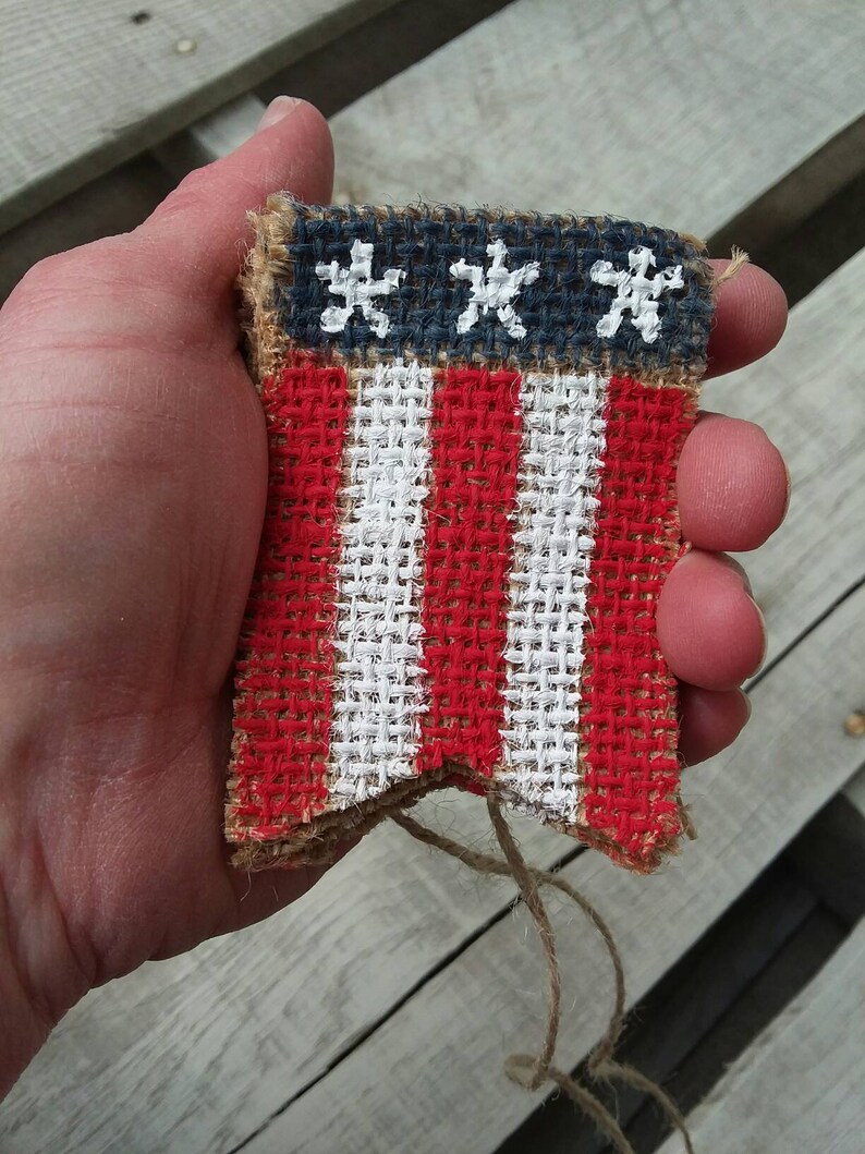 Stars and Stripes Patriotic Reversible Mini Burlap Banner, July 4th Decor for Tiered trays image 5