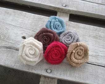 Juego de flores de arpillera de 1,5", varios colores a elegir
