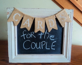 CARDS or GIFTS Mini Burlap Banner, Wedding or Party Event, Rustic Card Box or Suitcase Banner