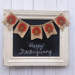 Thanksgiving Turkey Mini Burlap Banner for Wreath, Fall Decor for Small Spaces