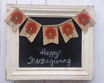 Thanksgiving Turkey Mini Burlap Banner for Wreath, Fall Decor for Small Spaces