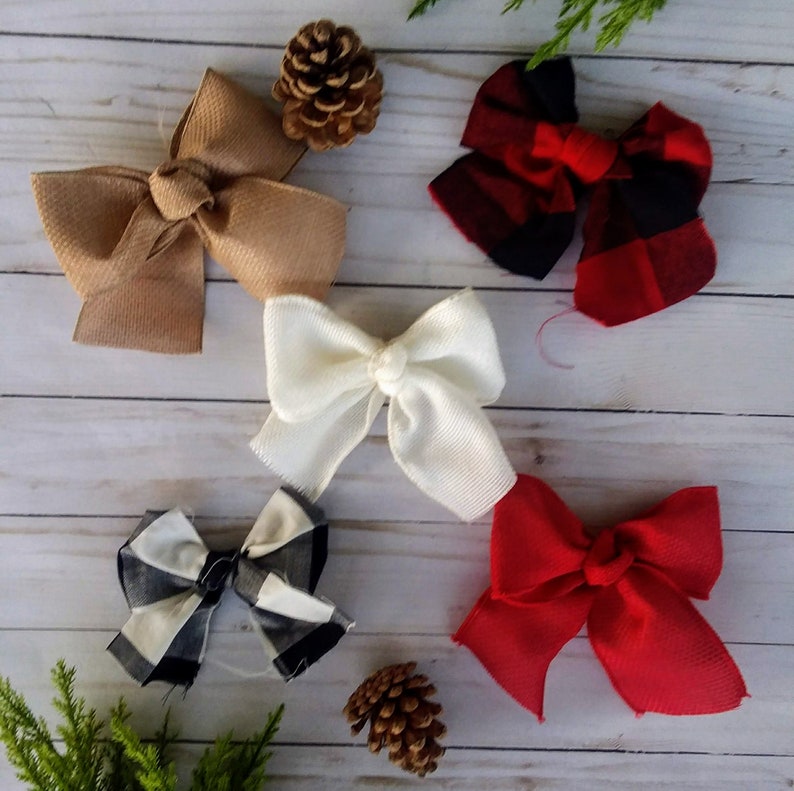 Farmhouse Plaid and Burlap Christmas Stockings, Personalized, Red and Black Buffalo Check image 9