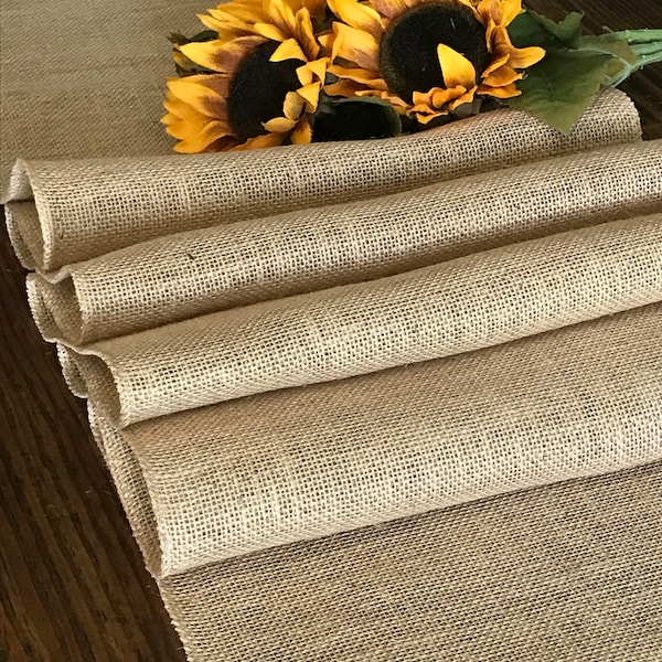 Plain Burlap Table Runner 14 inch wide for Rustic, Country, Barn Wedding Reception - Farmhouse Table Decor - Holiday Party Table Runner