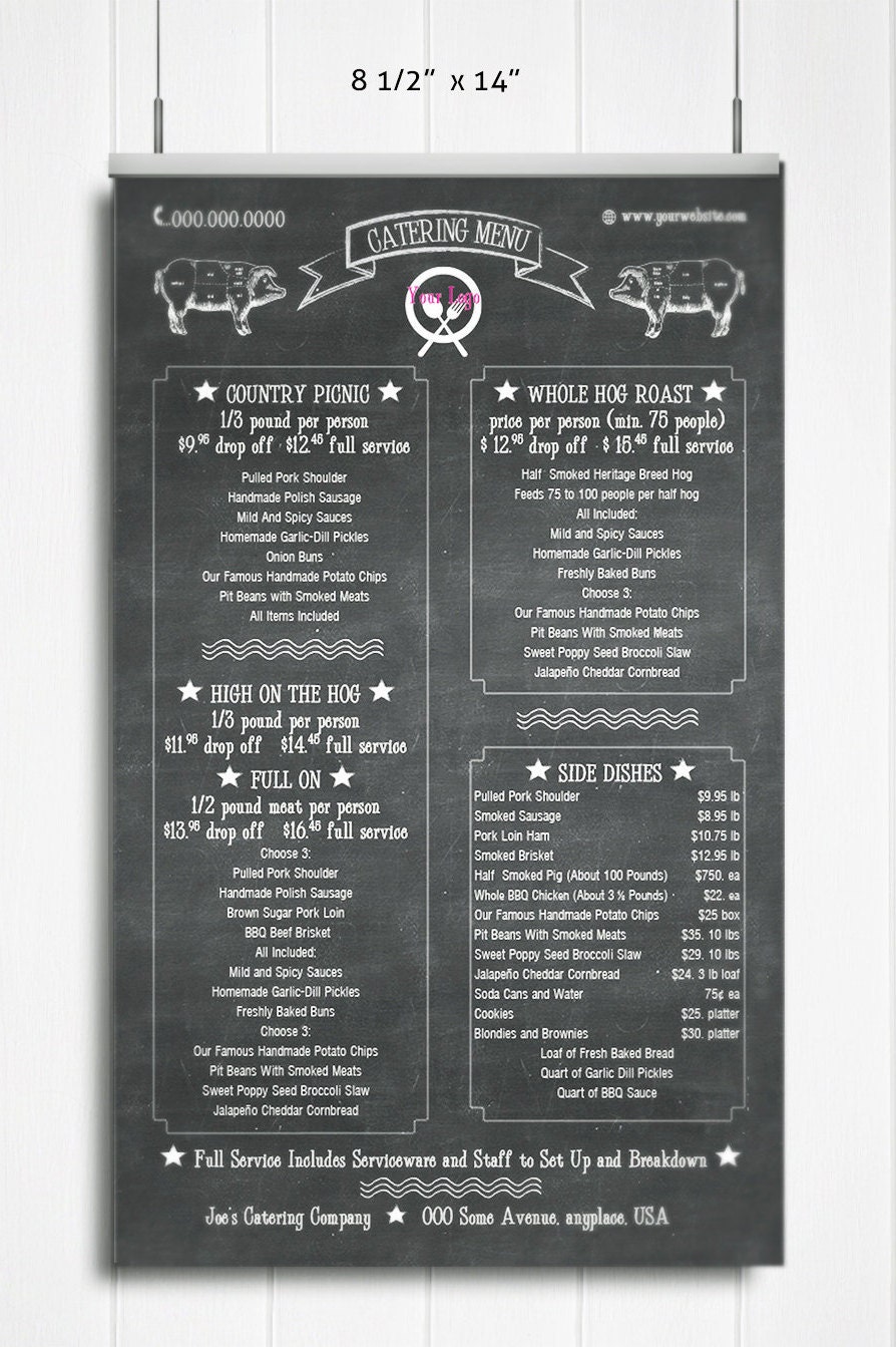 Chalkboard Style Catering Or Restaurant Menu Template The Etsy Chalkboard Style Catering Or Restaurant Menu Template The Etsy