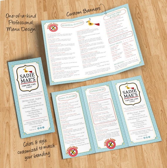 custom restaurant cafe or to go menu design etsy