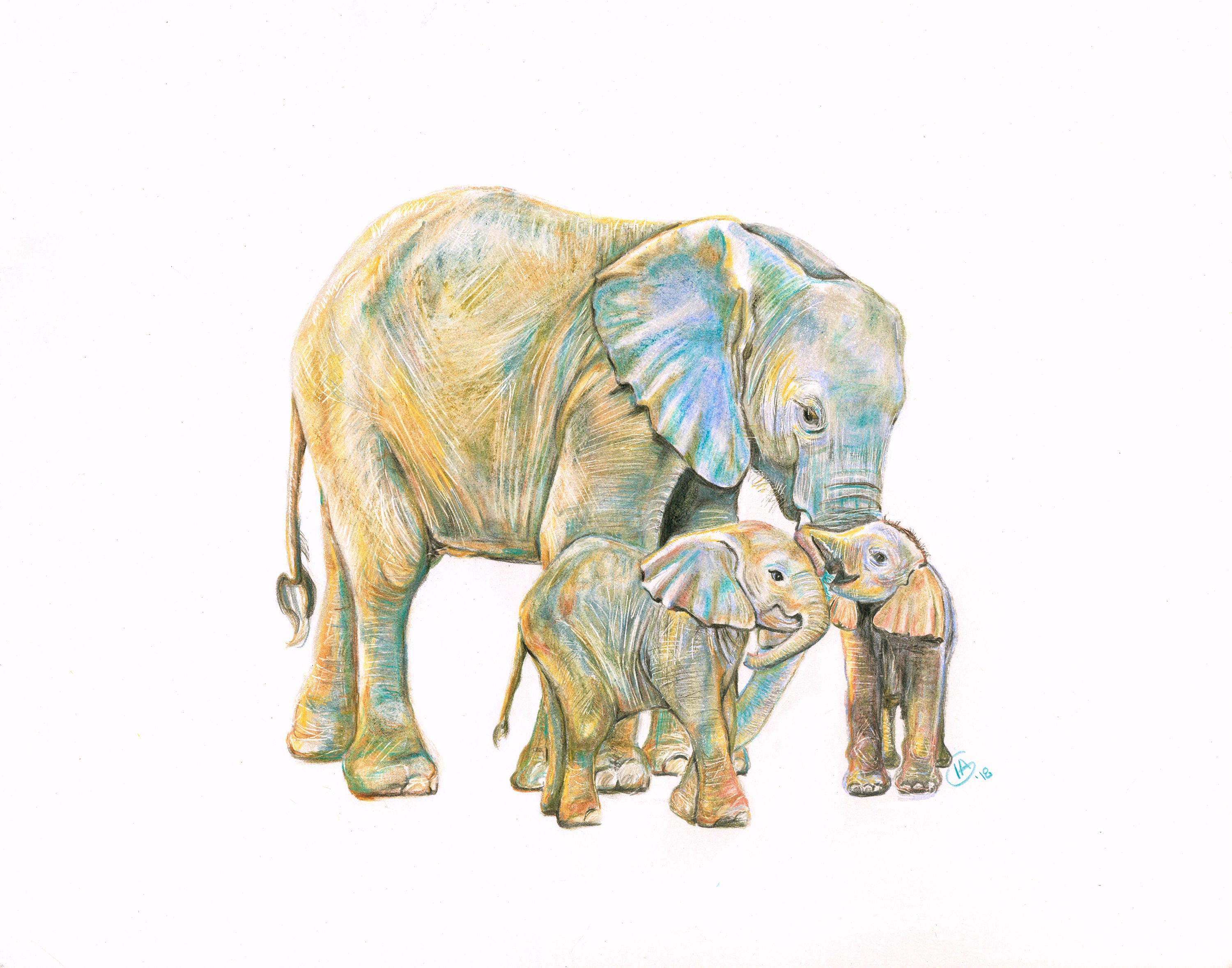 Mommy with Two Baby Elephants Nursery Decor Twins Baby Etsy