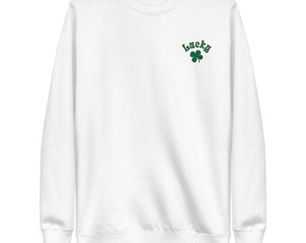 Lucky Shamrock Embroidered Crew Neck Sweatshirt