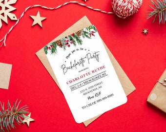 Winter themed bachelorette party invitation