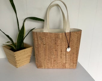 Cork tote bag schoolbag hip tote bag thick tote bag trendy cork tote bag Natural cork tote bag Gift for nature lover