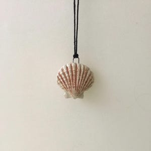 Handmade Porcelain Scallop Shell Ornament with Hemp String